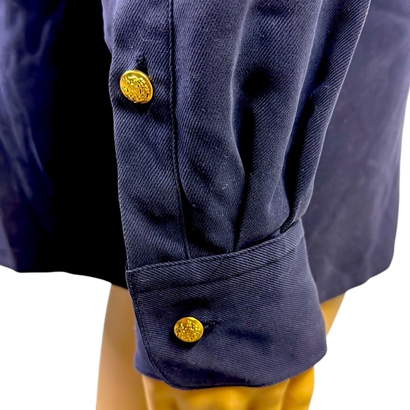 Silk Lauren Ralph Lauren Button Up Long Roll Tab Sleeve Embroidered Crest Shirt - Picture 6 of 9